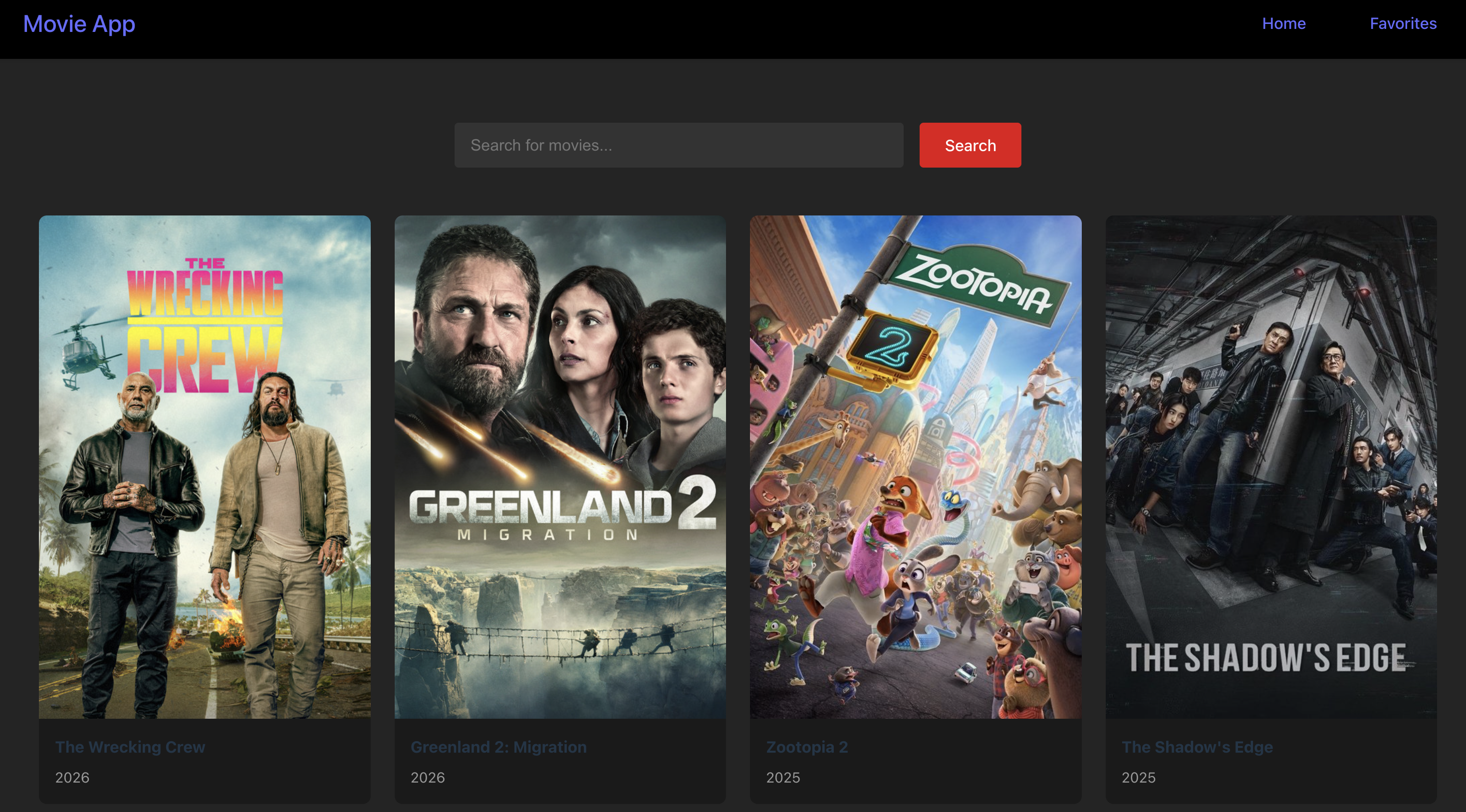 Favorite Movies React app screenshot